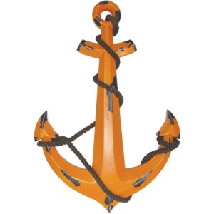 Wooden Anchor Large Retro Orange 59cm