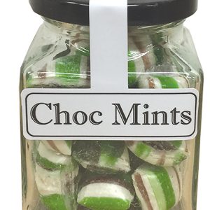 Choc Mints - Boiled Lollies Rock Candy 100g Jars - Packed In Boxes of 12